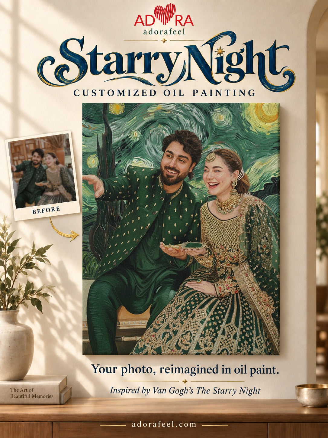 Couple Customize Starry Night Oil Painting