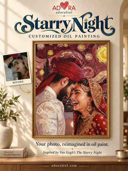 Couple Customize Starry Night Oil Painting