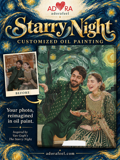 Couple Customize Starry Night Oil Painting