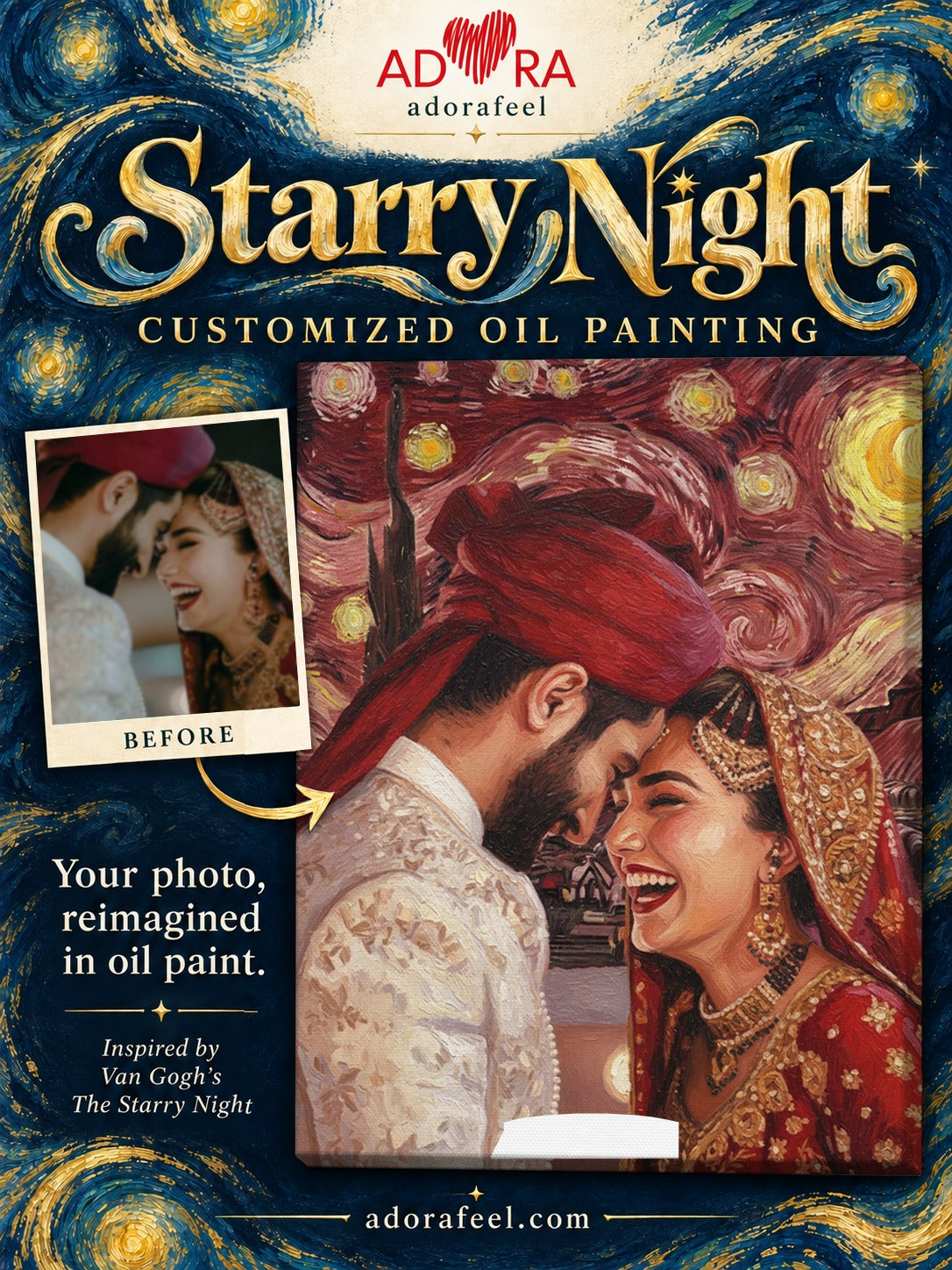 Couple Customize Starry Night Oil Painting