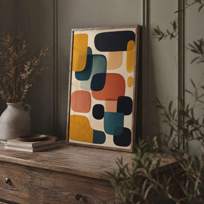 Warm Colors Abstract Shapes Boho Wall Art Canvas