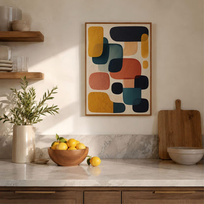 Warm Colors Abstract Shapes Boho Wall Art Canvas