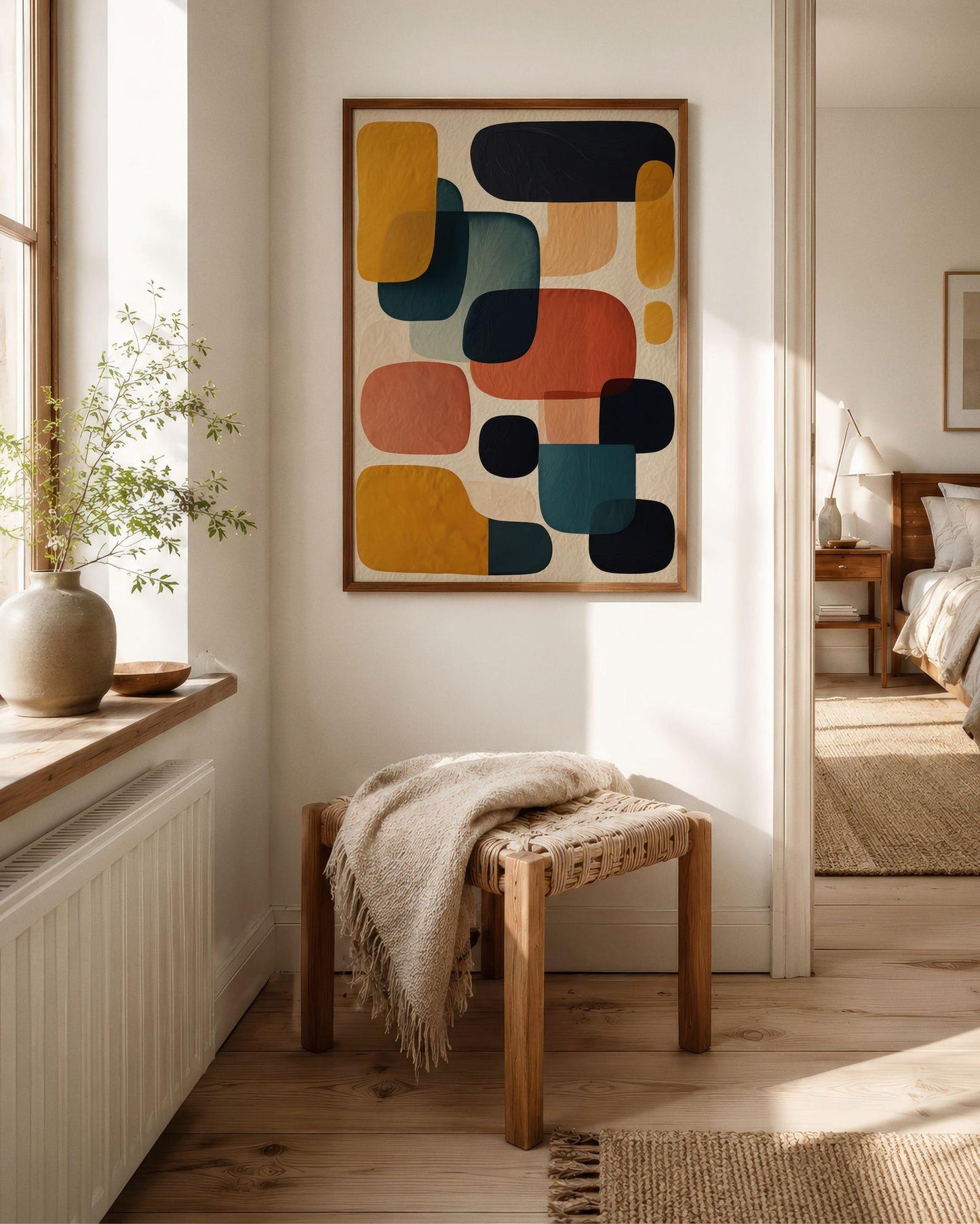 Warm Colors Abstract Shapes Boho Wall Art Canvas