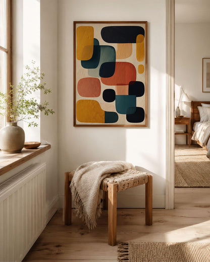 Warm Colors Abstract Shapes Boho Wall Art Canvas