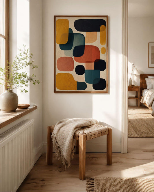Warm Colors Abstract Shapes Boho Wall Art Canvas