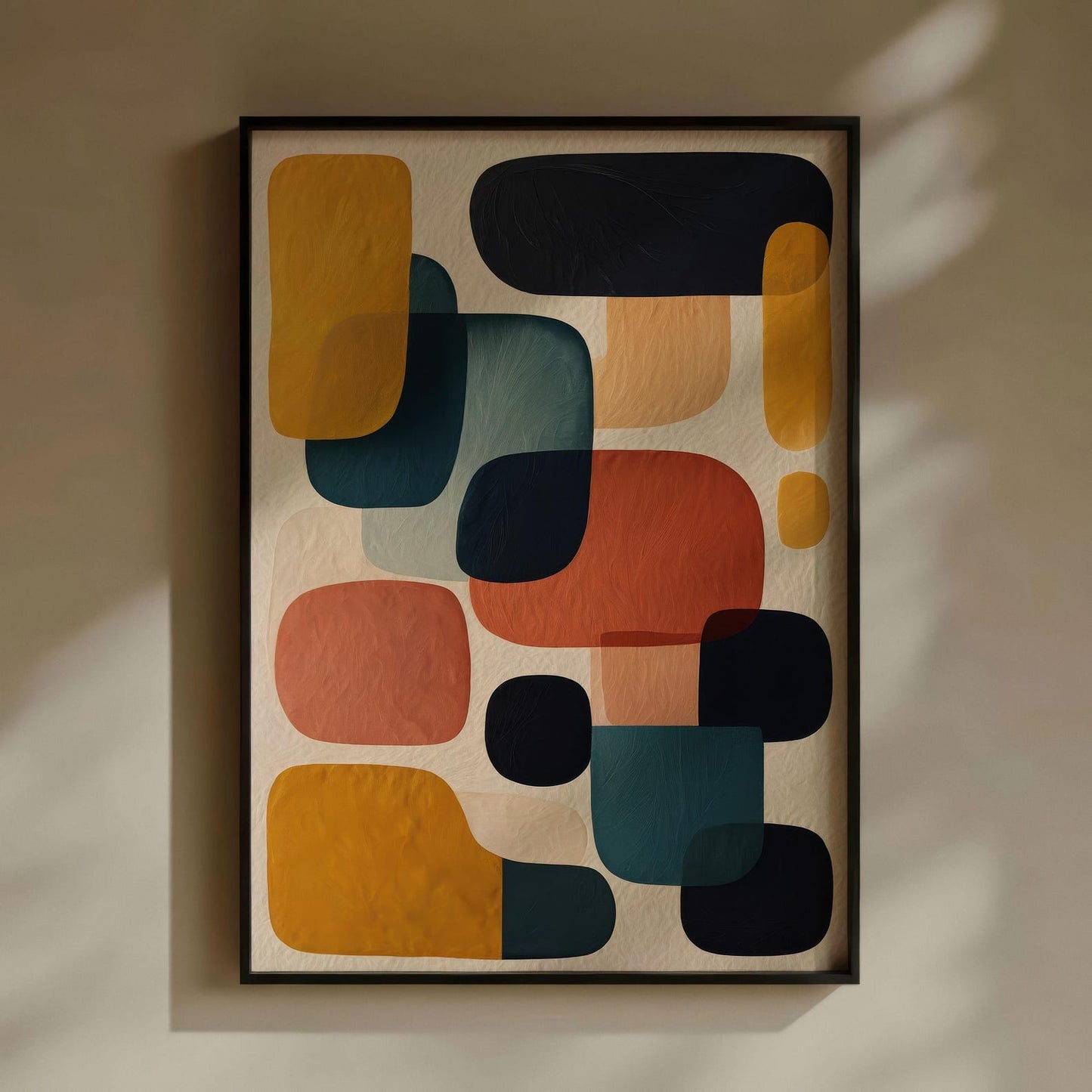 Warm Colors Abstract Shapes Boho Wall Art Canvas
