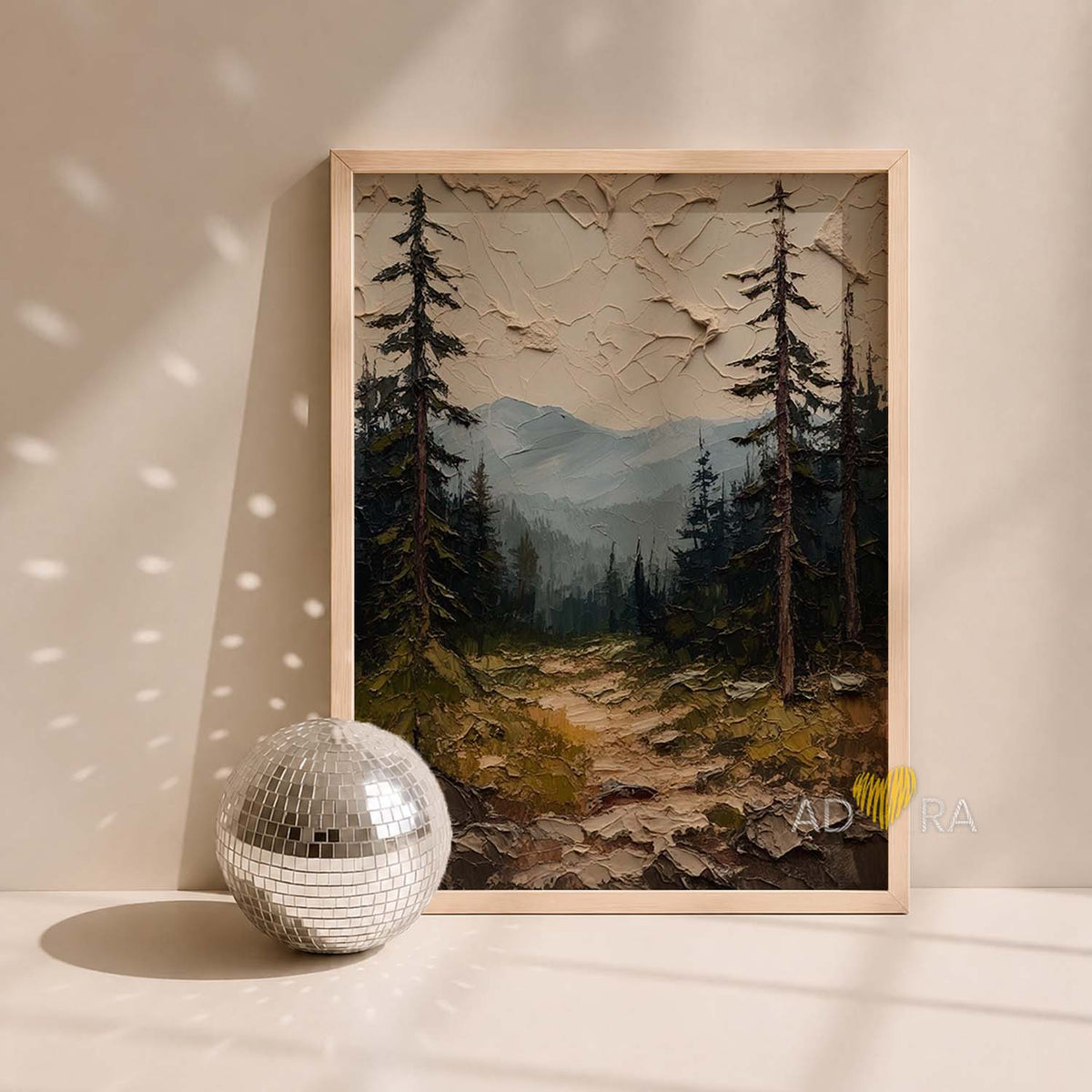 Whispering Pines Textured Forest Oil Paint Style Wall Art Canvas