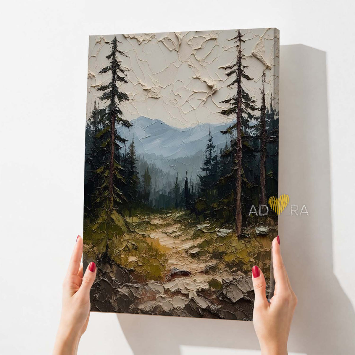 Whispering Pines Textured Forest Oil Paint Style Wall Art Canvas