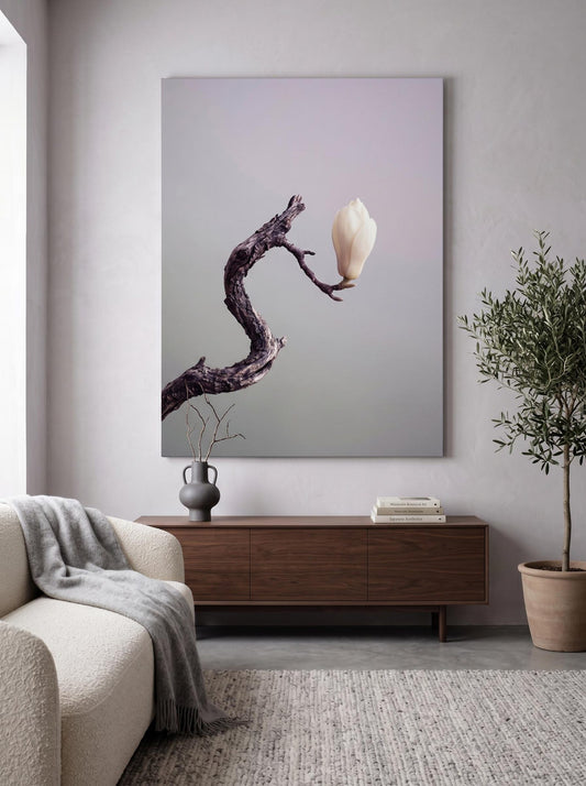 White Blossom Floral Minimalist Japandi Wall Art Canvas