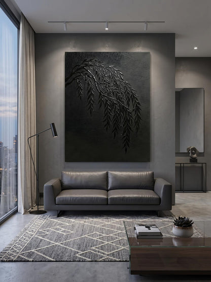 Willow Branch Dark Textured Wall Art Canvas