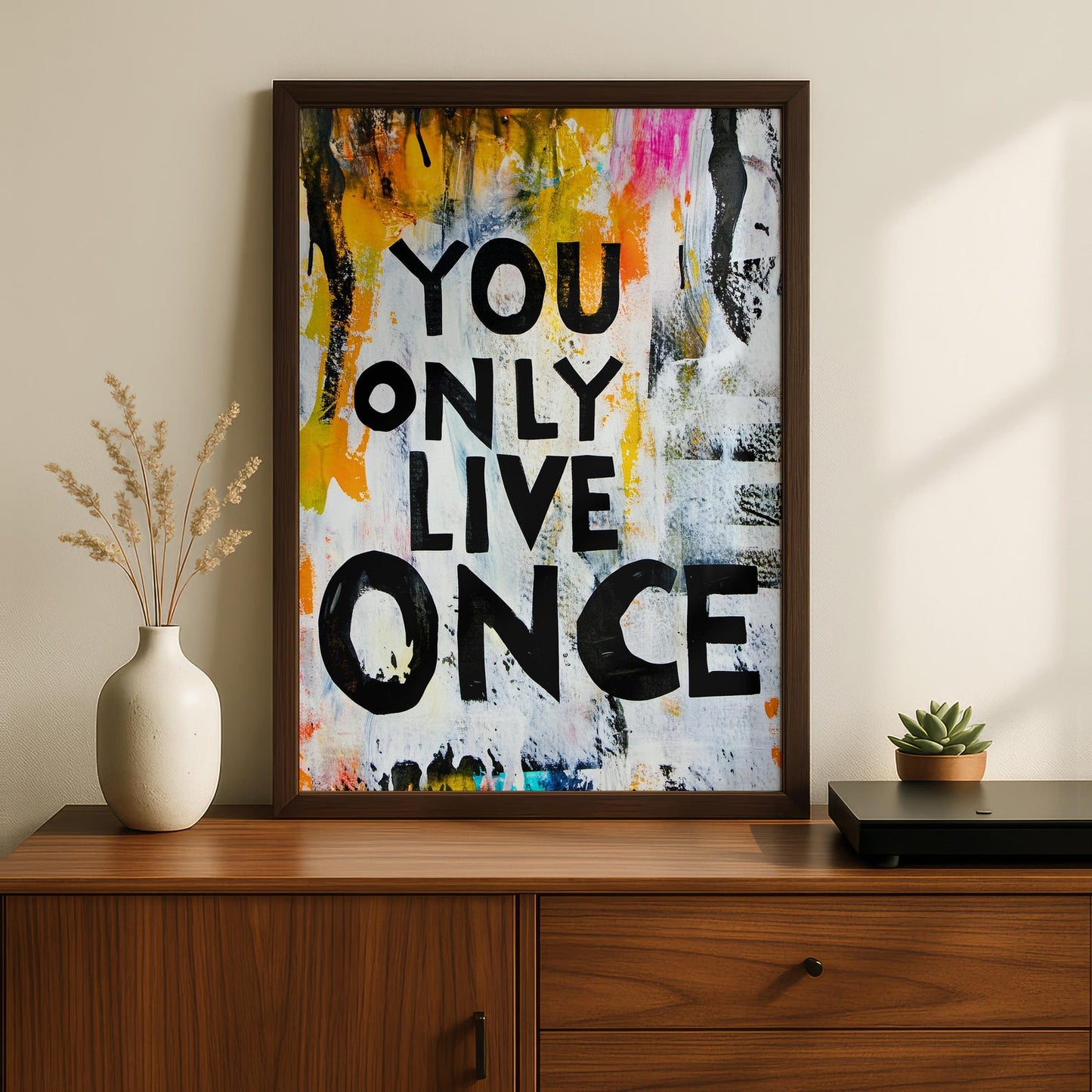 You Only Live Once Motivation Oil Paint Style Wall Art Canvas