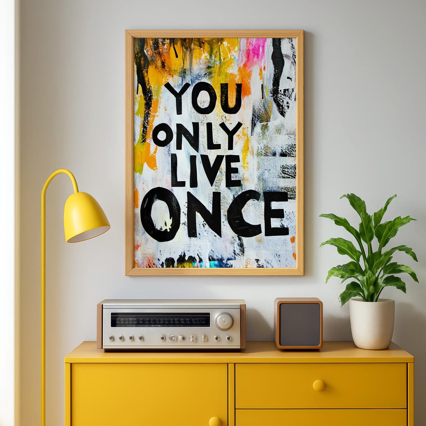 You Only Live Once Motivation Oil Paint Style Wall Art Canvas