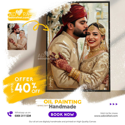 Anniversary Gift Custom Portrait – Couple Oil Painting from Photo