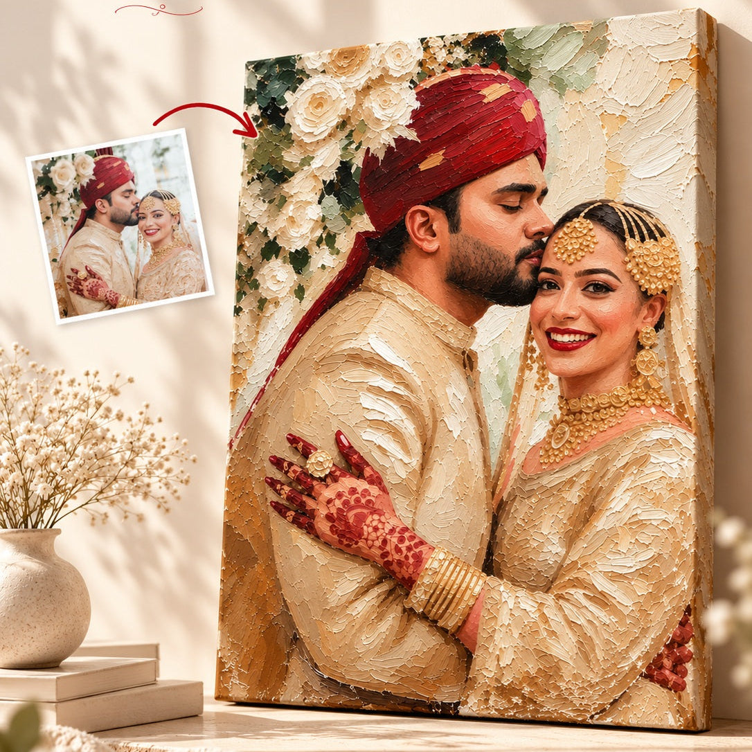 Wedding Gift Custom Oil Painting – Bride & Groom Portrait