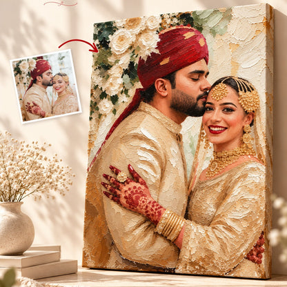 Wedding Gift Custom Oil Painting – Bride & Groom Portrait